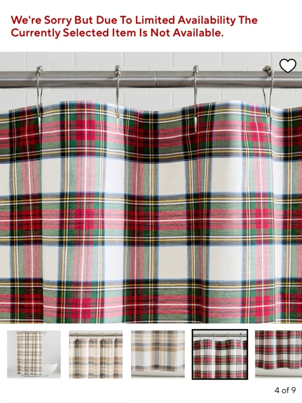 New in package. Pottery Barn Stewart Plaid Shower Curtain discontinued 72”